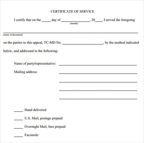 10 Certificate Of Service Templates To Download For Free Sample Template Word