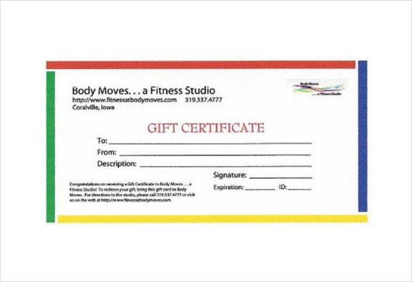 10 Fitness Gift Certificate Templates DOC PDF Free Premium Card