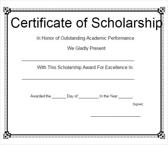 10 Scholarship Certificate Templates Free Samples Examples Formats For