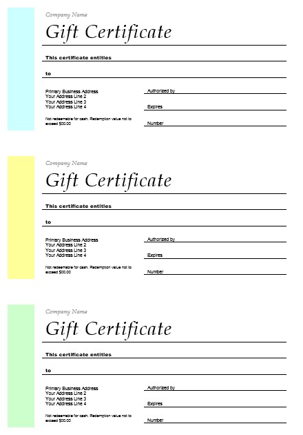 11 Free Gift Certificate S Microsoft Word Office