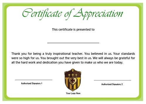 11 Printable Certificates Of Appreciation For Teachers Best Certificate Wording