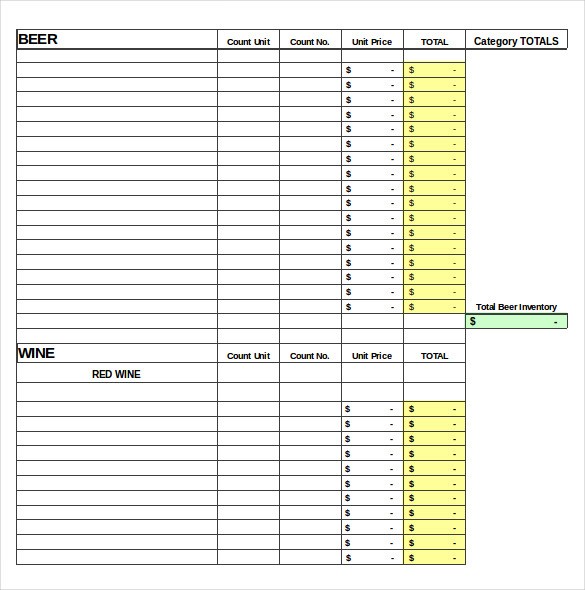 11 Restaurant Inventory Templates Free Sample Example Format Spreadsheets