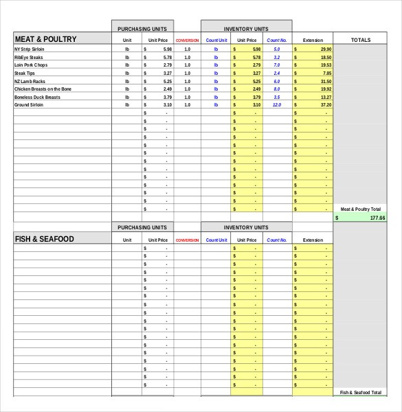 11 Restaurant Inventory Templates Free Sample Example Format Spreadsheets