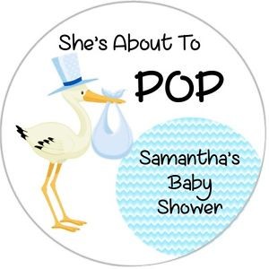 12 Personalized She S About To POP Stickers 2 Glossy Labels Baby Pop