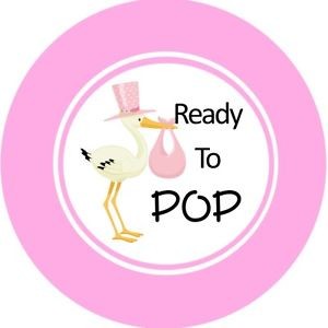 12 READY TO POP Stickers 2 Glossy Labels Baby Shower Party About To Pop Popcorn
