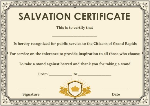 12 Surprising Certificate Of Salvation Templates Free