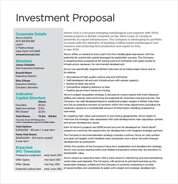 12 Tender Proposal Templates Agenda Investment Template