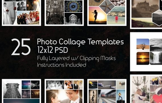 12x12 Photo Collage Templates Pack 25 PSD Etsy Photoshop Psd