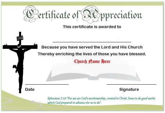 13 Volunteer Appreciation Certificates Free Printable Word Church Certificate