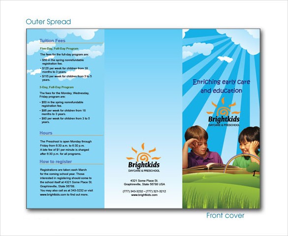 14 Daycare Brochure Templates Free PSD EPS Illustrator AI PDF Preschool Ideas