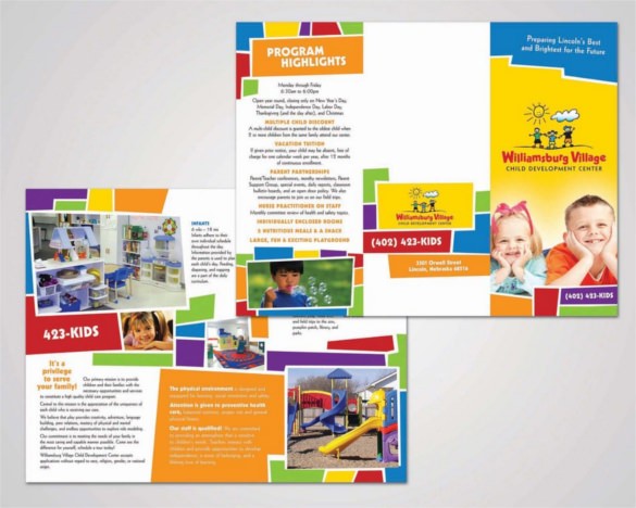 14 Daycare Brochure Templates Free PSD EPS Illustrator AI PDF Preschool Ideas