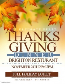 15 820 Customizable Design Templates For Dinner Party PosterMyWall Thanksgiving Day Flyer