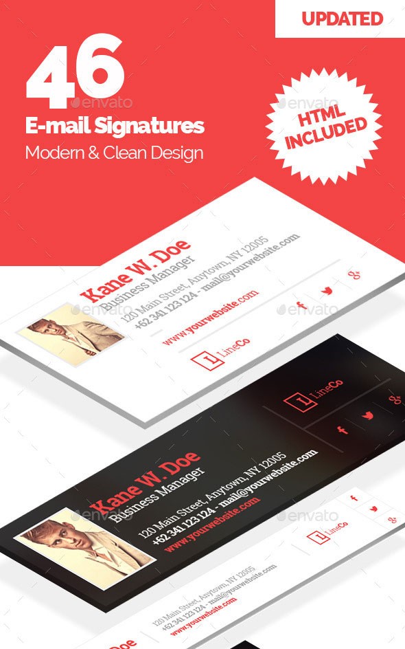 15 Awesome Email Signature PSD Templates Web Graphic Design Free Html Template