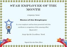 15 Best Employee Of The Month Certificates Images On Pinterest Free Download