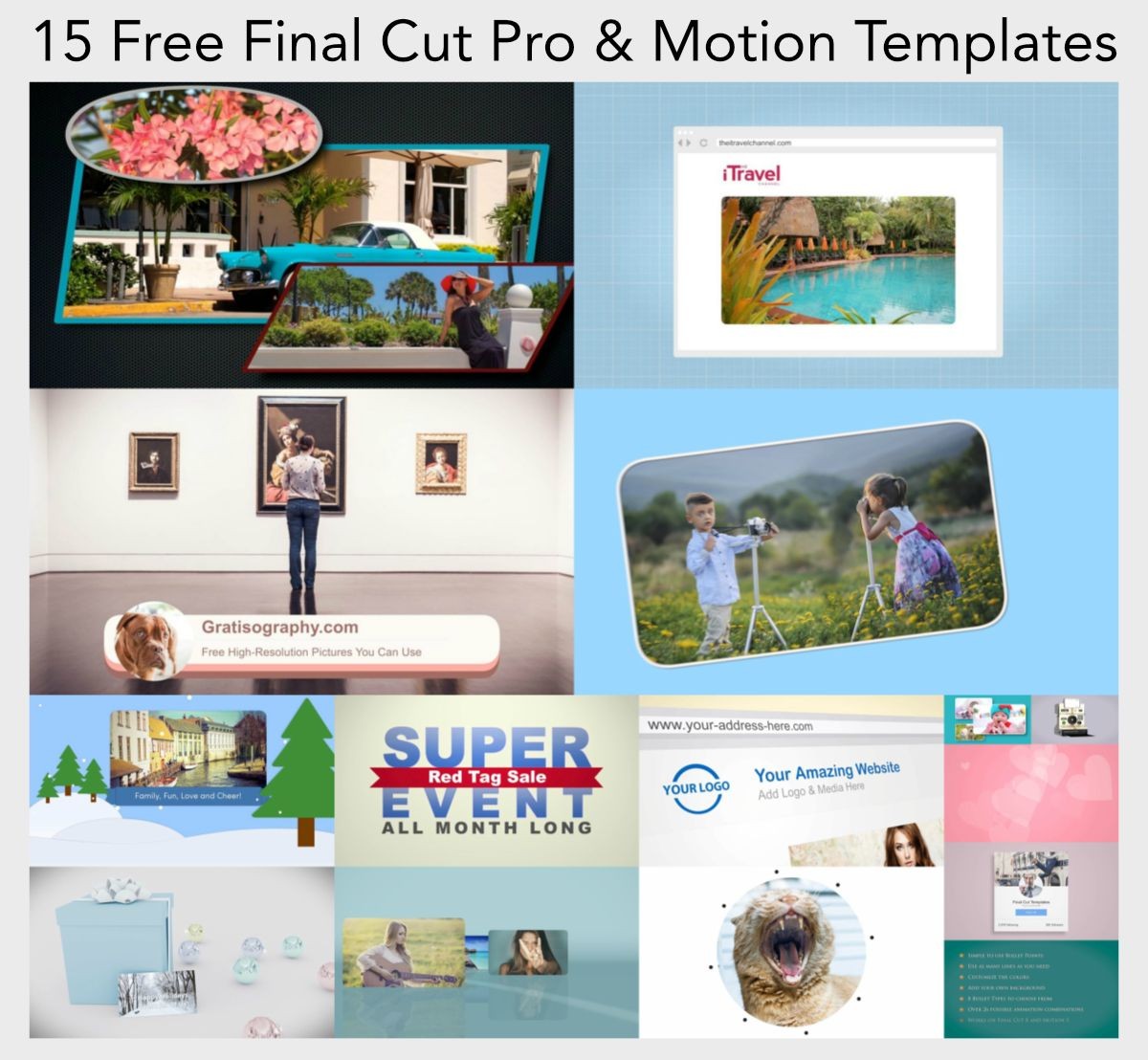 15 FREE Final Cut Pro Motion Templates FCPX FinalCutProX Apple For