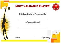 19 Best Volleyball Certificates Free Printables Images On Pinterest Spot Award Certificate Template