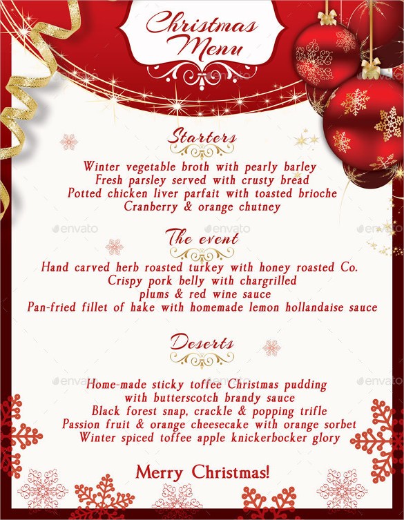 19 Christmas Menu Template Free Sample Example Format Download Templates For Word