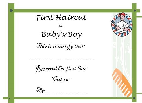 20 Free Baby S First Haircut Certificate S Attractive My