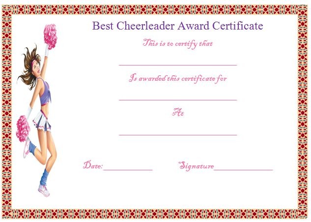 20 Free Printable Cheerleading Certificate Templates For Coaches Wording