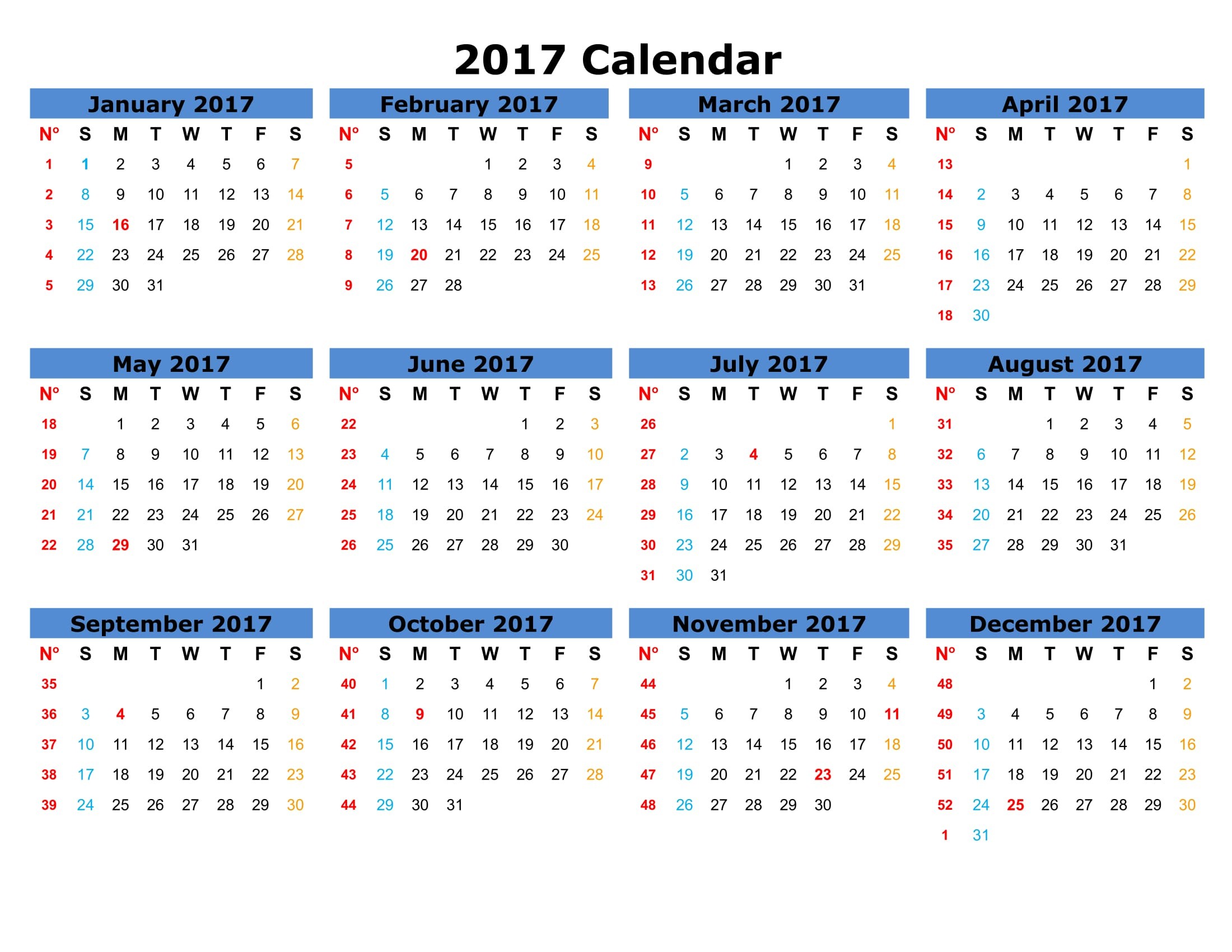 2017 Calendar Printable Templates Office Download Word