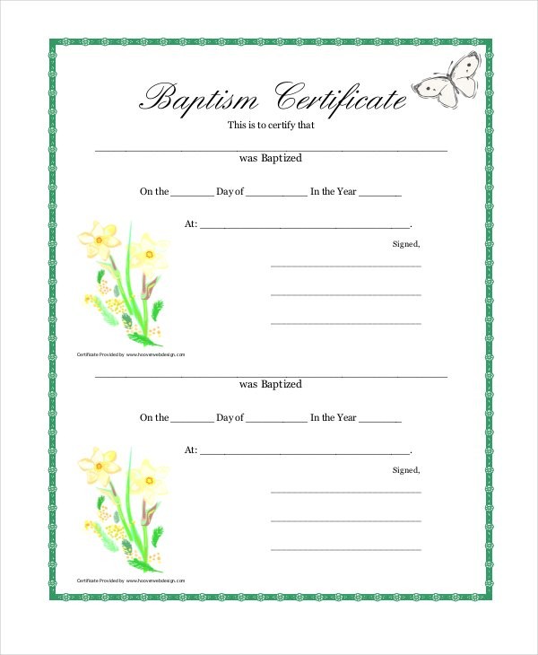 21 Sample Baptism Certificate Templates Free Example Template
