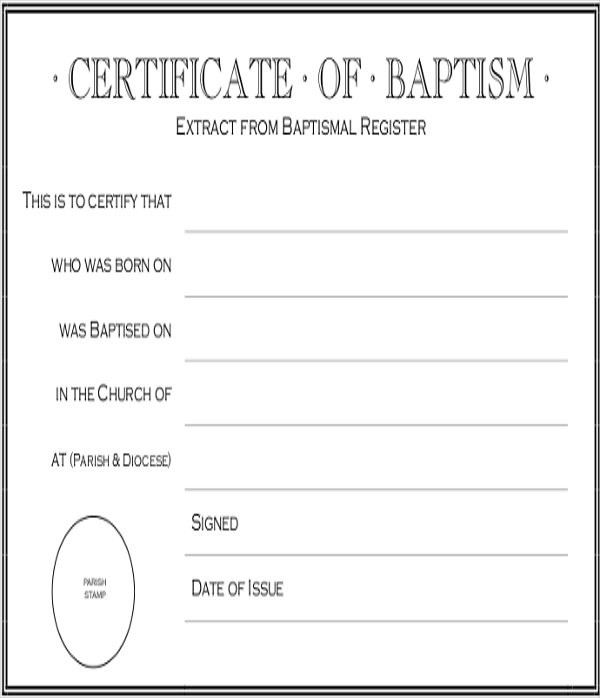 21 Sample Baptism Certificate Templates Free Example