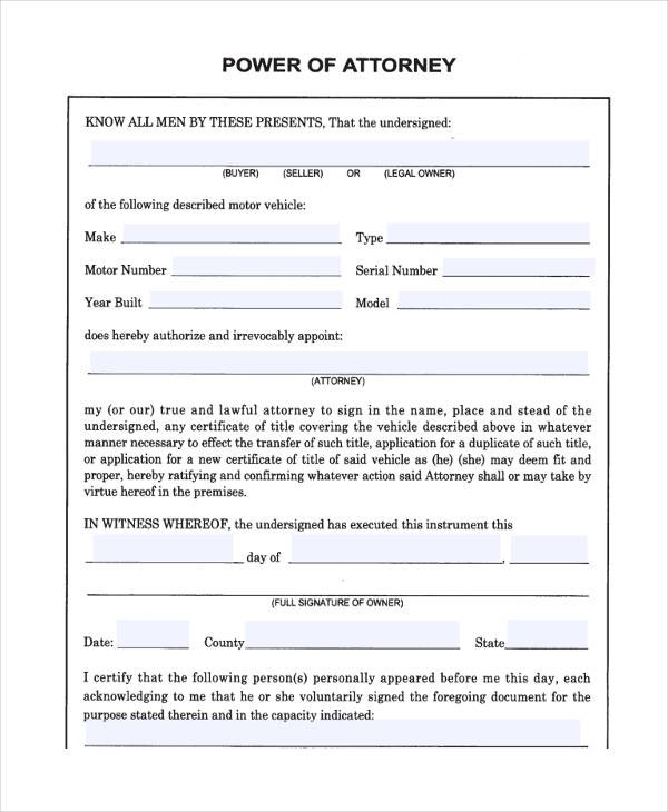 24 Printable Power Of Attorney Forms Free Template