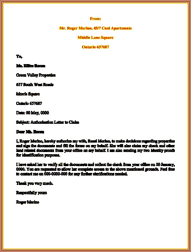 25 Best Authorization Letter Samples Formats S Certificate