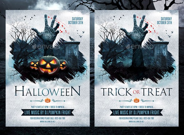 25 Hellacious PSD Halloween Flyer Templates 2015 Web Graphic Template Psd