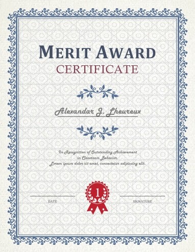 27 Printable Award Certificates Achievement Merit Honor District Of Certificate