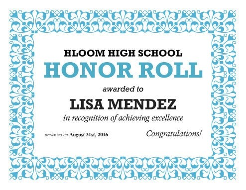 27 Printable Award Certificates Achievement Merit Honor Roll Certificate