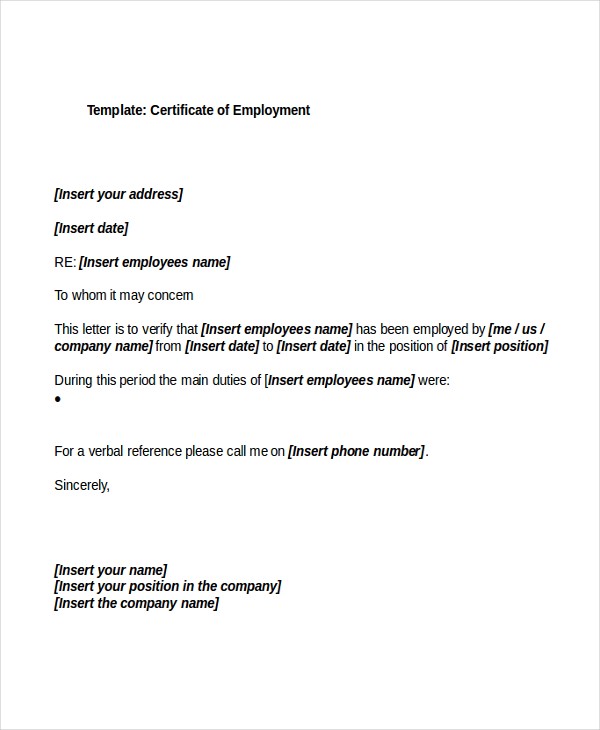 27 Sample Certificate Of Employment Templates PDF DOC PSD AI Service Template Free