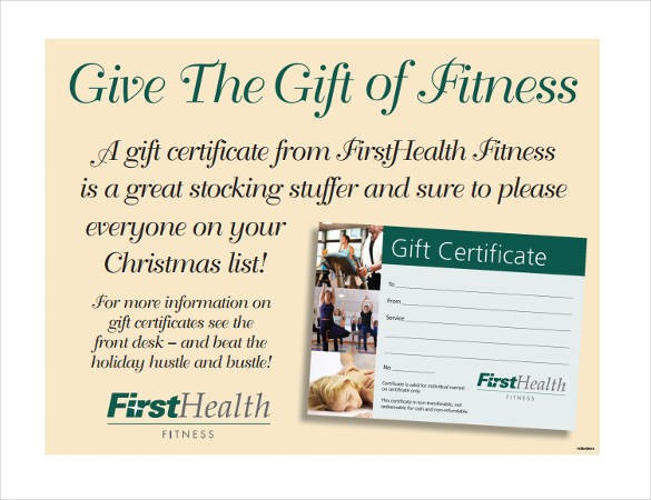 3 Fitness Gift Certificate Templates Free Sample Example Format Template