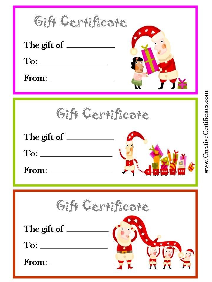 3 Printable Christmas Gift Certificate Templates On One Page Each In Free Certificates
