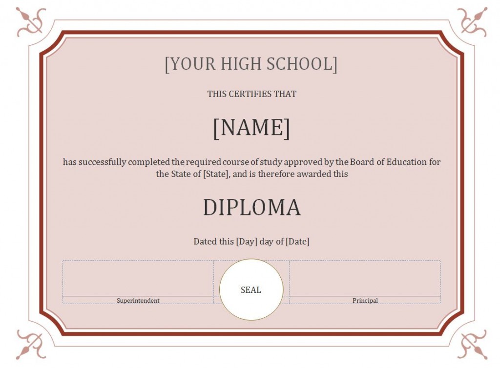 30 Free High School Diploma Template Printable Certificates Homeschool Certificate