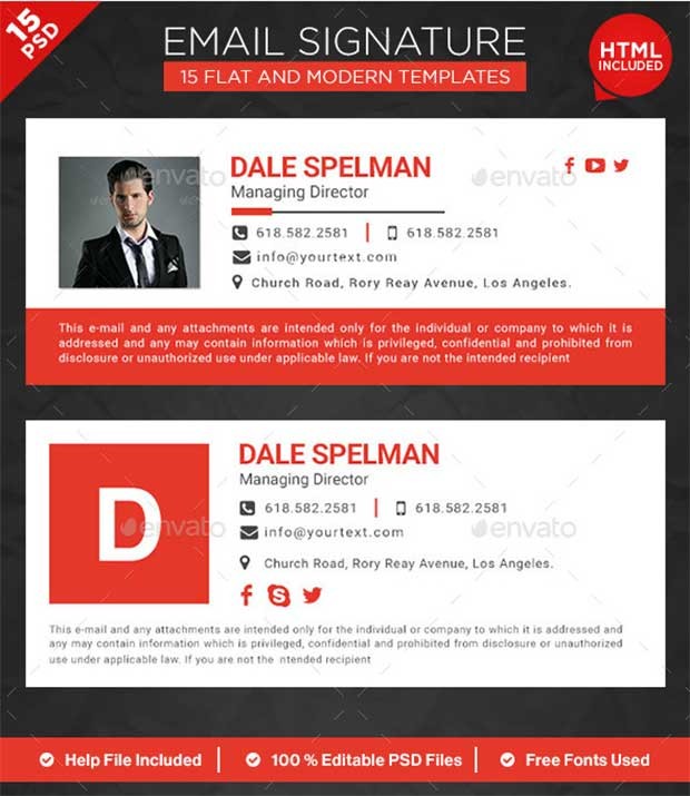 31 Best Email Signatures PSD HTML Template Download Signature Html Free