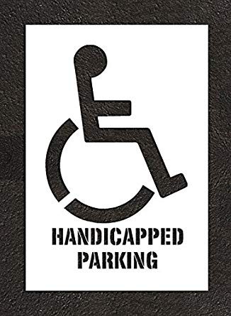 38 HANDICAP STENCIL With HANDICAPPED PARKING Words ADA Paint Handicap Template