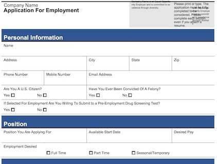 4 Customizable Employee Job Application Forms PDF Word Downloadable Employment Template