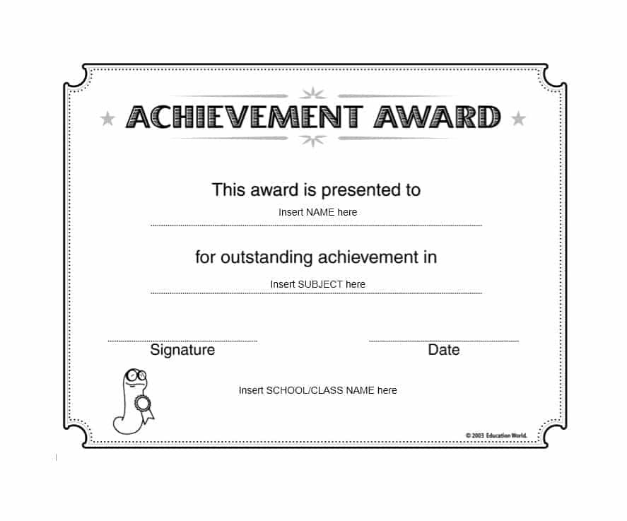40 Great Certificate Of Achievement Templates FREE Template Archive Academic Award