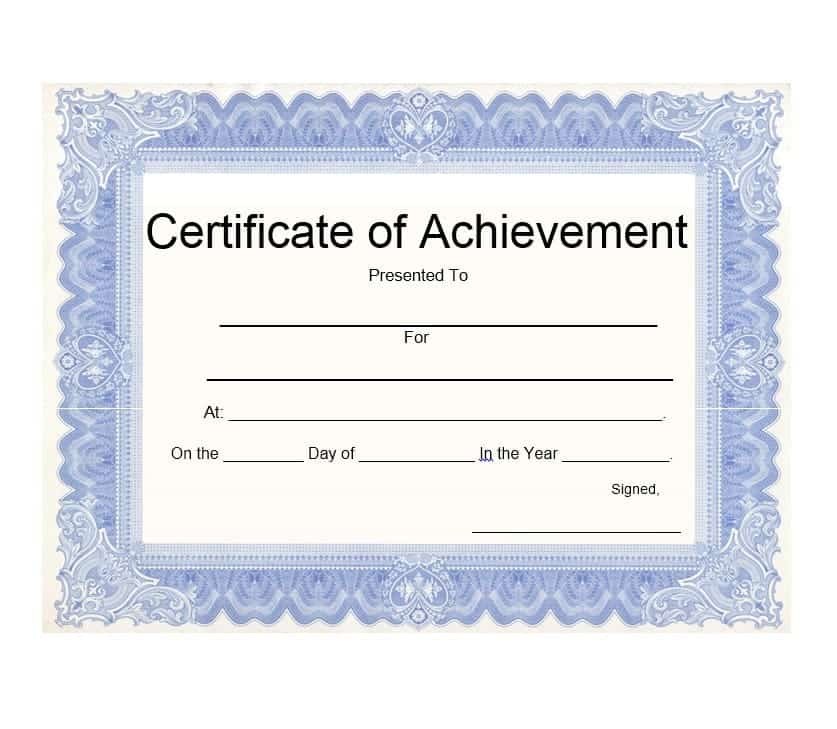 40 Great Certificate Of Achievement Templates FREE Template Archive Printable Paper