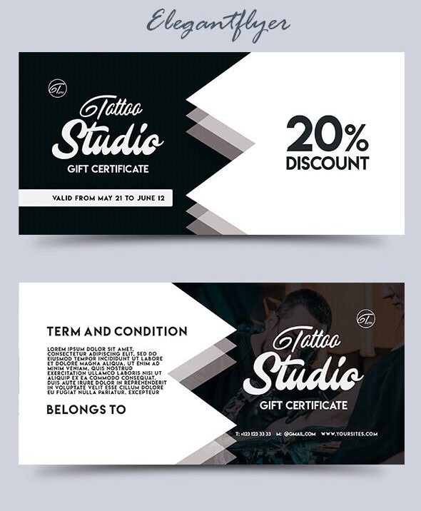 45 Premium Free PSD Professional Gift Certificates S For Tattoo Card