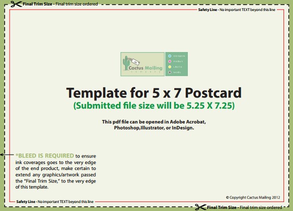 5 7 Postcard Template Com