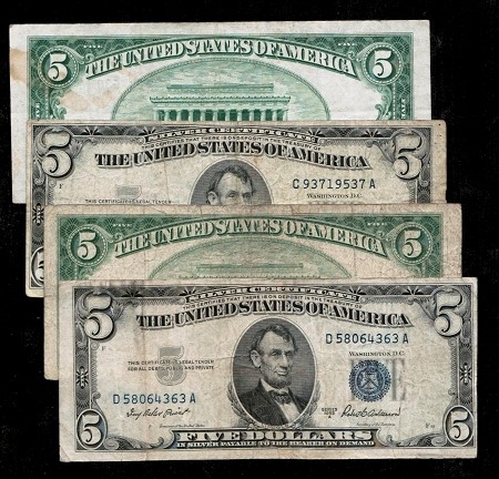 5 Blue Seal Silver Certificate Series 1953 Select Your Condition Dollar