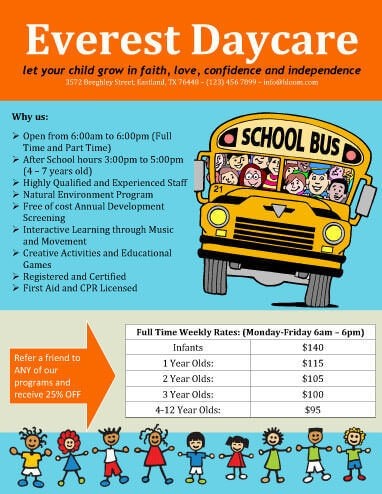 5 Free DayCare Flyer Templates Preschool Brochure