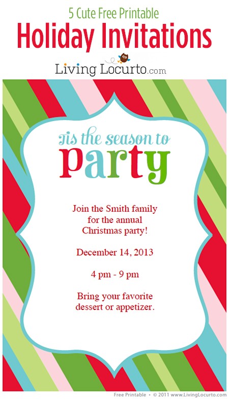 5 Free Printable Holiday Party Invitations Christmas