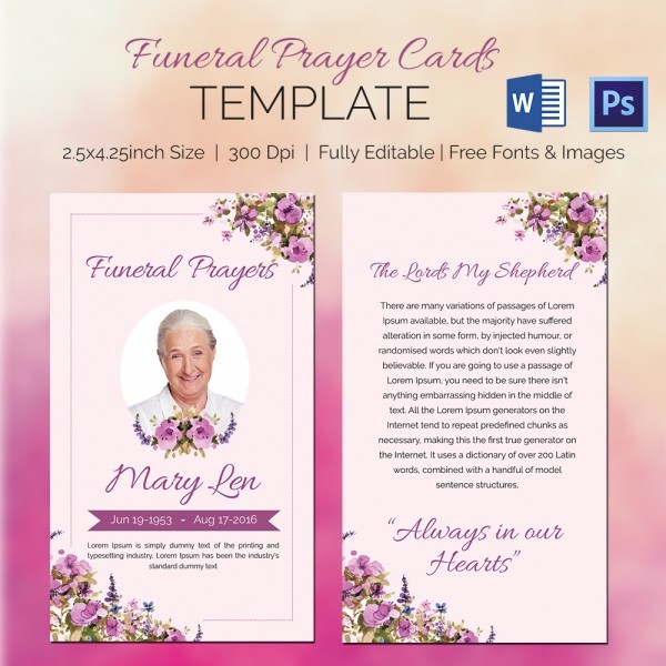5 Funeral Prayer Cards Word PSD Format Download Free Premium Card
