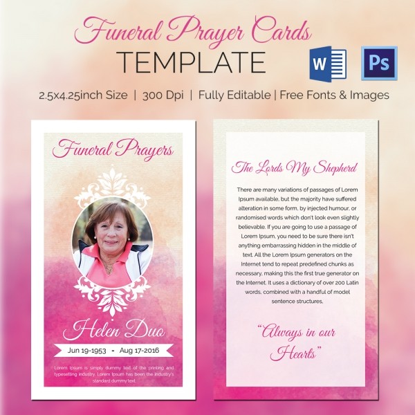 5 Funeral Prayer Cards Word PSD Format Download Free Premium Card