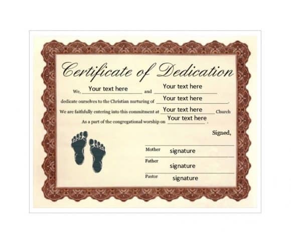 50 Free Baby Dedication Certificate Templates Printable Christian