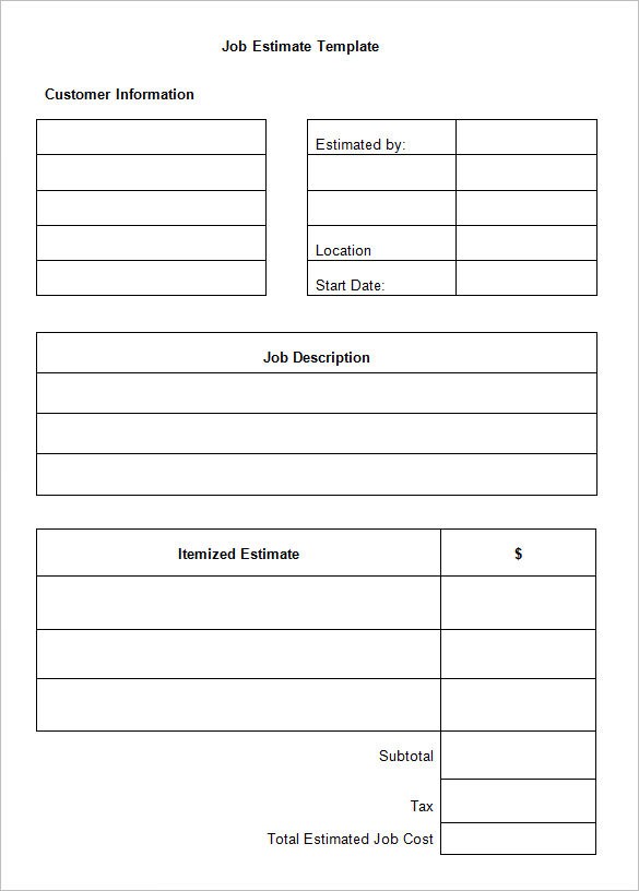 6 Work Estimate Templates Free Word Excel Formats Template