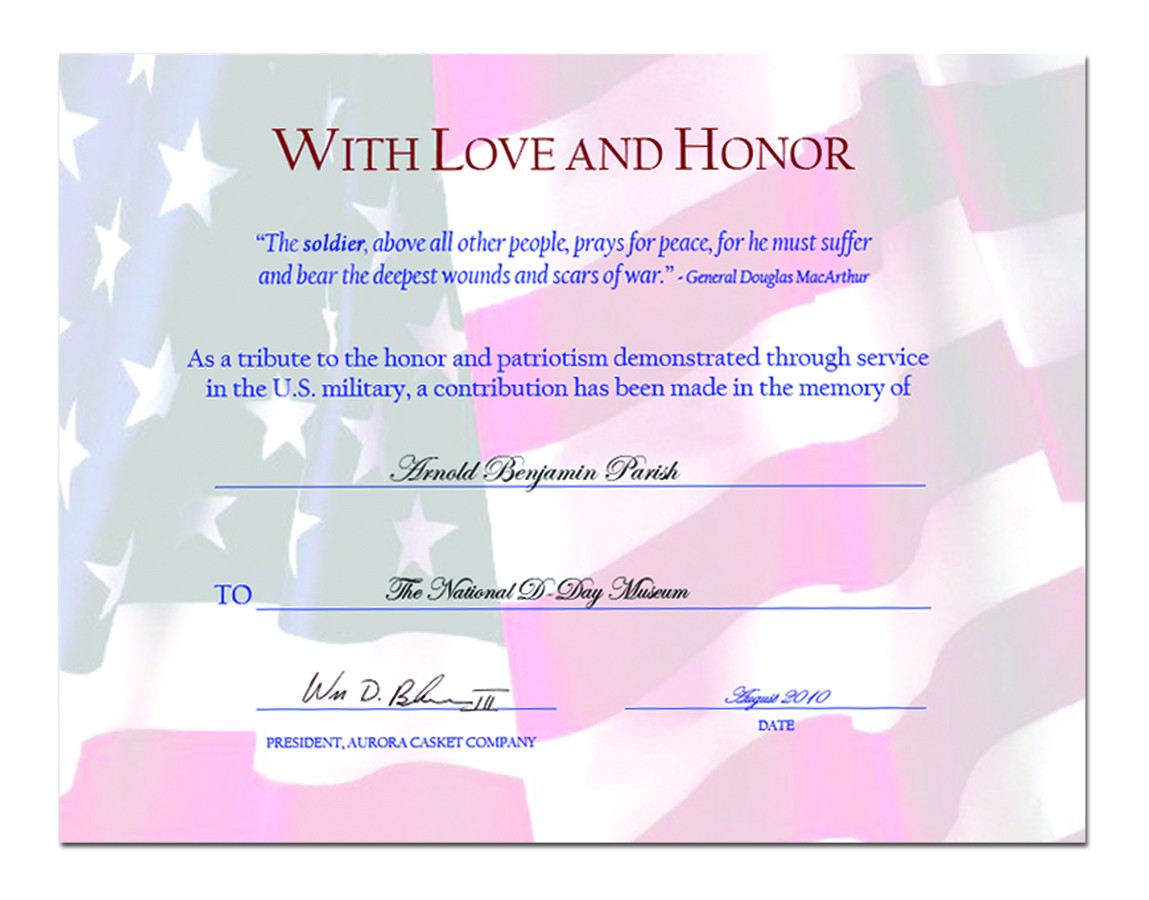 8 Best Images Of Veterans Day Certificates Printable For